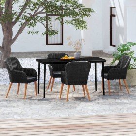 Juego de comedor de jardín 5 piezas con cojines negro en Conjuntos de jardín | Comprar online en Foru.es