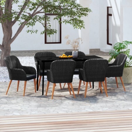 Juego de comedor de jardín 7 piezas con cojines negro en Conjuntos de jardín | Comprar online en Foru.es