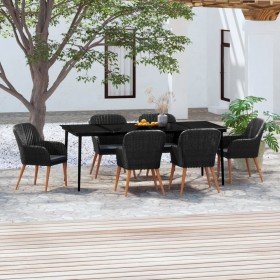 Juego de comedor de jardín 7 piezas con cojines negro en Conjuntos de jardín | Comprar online en Foru.es