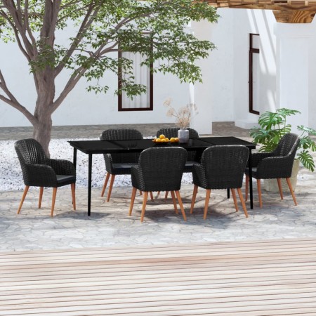 Juego de comedor de jardín 7 piezas con cojines negro en Conjuntos de jardín | Comprar online en Foru.es