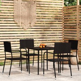 Juego de comedor de jardín 5 piezas negro en Conjuntos de jardín | Comprar online en Foru.es