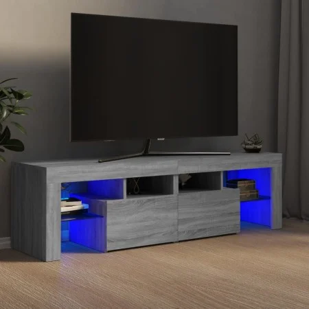Mueble de TV con luces LED gris Sonoma 140x36,5x40 cm de vidaXL, Muebles TV - Ref: Foro24-822642, Precio: 102,54 €, Descuento: %