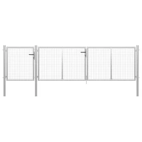 Puerta de jardín de acero plateado 400x75 cm de vidaXL, Puertas de jardín - Ref: Foro24-144346, Precio: 324,96 €, Descuento: %