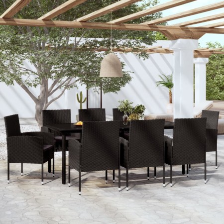 Juego de comedor de jardín 9 piezas negro en Conjuntos de jardín | Comprar online en Foru.es