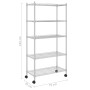 Estante almacenaje 5 niveles ruedas 75x35x155 cm cromado 250 kg de vidaXL, Estanterías industriales - Ref: Foro24-324629, Pre...