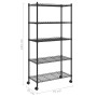 Estante almacenaje 5 niveles y ruedas 75x35x155 cm negro 250 kg de vidaXL, Estanterías industriales - Ref: Foro24-324630, Pre...