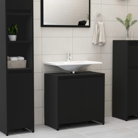 Armario de baño madera contrachapada negro 60x33x61 cm de vidaXL, Muebles de baño - Ref: Foro24-802643, Precio: 60,08 €, Desc...