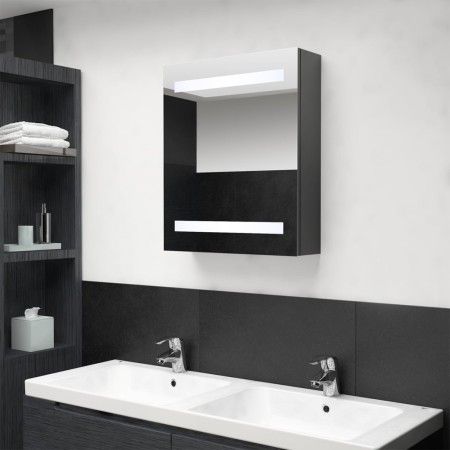 Armario de baño con espejo y LED gris 50x14x60 cm de vidaXL, Tocadores de baño - Ref: Foro24-326482, Precio: 99,11 €, Descuen...