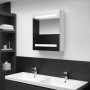 Armario de baño con espejo LED blanco brillante 50x14x60 cm de vidaXL, Tocadores de baño - Ref: Foro24-326486, Precio: 124,50...