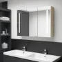 Armario de baño con espejo LED blanco y roble 89x14x62 cm de vidaXL, Tocadores de baño - Ref: Foro24-326530, Precio: 174,22 €...