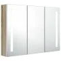 Armario de baño con espejo LED blanco y roble 89x14x62 cm de vidaXL, Tocadores de baño - Ref: Foro24-326530, Precio: 174,22 €...
