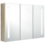 Armario de baño con espejo LED blanco y roble 89x14x62 cm de vidaXL, Tocadores de baño - Ref: Foro24-326530, Precio: 178,03 €...