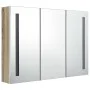 Armario de baño con espejo LED blanco y roble 89x14x62 cm de vidaXL, Tocadores de baño - Ref: Foro24-326530, Precio: 174,22 €...
