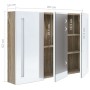 Armario de baño con espejo LED blanco y roble 89x14x62 cm de vidaXL, Tocadores de baño - Ref: Foro24-326530, Precio: 178,03 €...