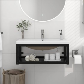 Estructura de baño con lavabo incorporado hierro negro de vidaXL, Tocadores de baño - Ref: Foro24-3101384, Precio: 211,06 €, ...
