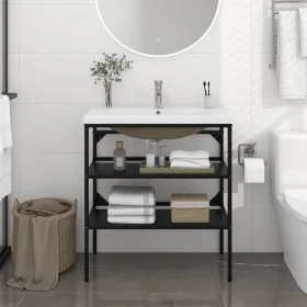 Estructura de baño con lavabo incorporado hierro negro de vidaXL, Tocadores de baño - Ref: Foro24-3101378, Precio: 214,55 €, ...