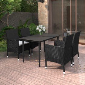 Set comedor de jardín 5 pzas y cojines ratán sintético y vidrio en Conjuntos de jardín | Comprar online en Foru.es
