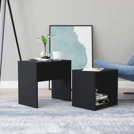 Juego de mesas de centro madera contrachapada negro 48x30x45cm de vidaXL, Mesas de centro - Ref: Foro24-802886, Precio: 34,44...