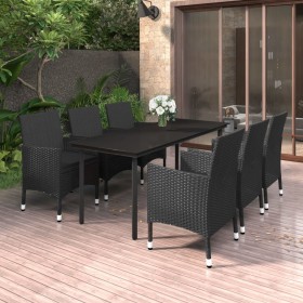 Set comedor de jardín 7 pzas y cojines ratán sintético y vidrio en Conjuntos de jardín | Comprar online en Foru.es