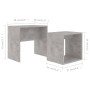 Juego de mesas de centro contrachapada gris hormigón 48x30x45cm de vidaXL, Mesas de centro - Ref: Foro24-802889, Precio: 39,3...