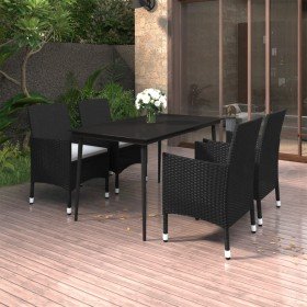 Set comedor de jardín 5 pzas y cojines ratán sintético y vidrio en Conjuntos de jardín | Comprar online en Foru.es