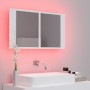 Armario espejo de baño con luz LED acrílico blanco 80x12x45 cm de vidaXL, Tocadores de baño - Ref: Foro24-804964, Precio: 56,...
