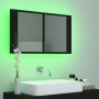 Armario espejo de baño con luz LED acrílico negro 80x12x45 cm de vidaXL, Tocadores de baño - Ref: Foro24-804965, Precio: 57,7...