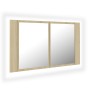 Armario espejo de baño LED acrílico roble Sonoma 80x12x45 cm de vidaXL, Tocadores de baño - Ref: Foro24-804967, Precio: 63,43...