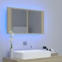 Armario espejo de baño LED acrílico roble Sonoma 80x12x45 cm de vidaXL, Tocadores de baño - Ref: Foro24-804967, Precio: 63,43...