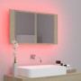 Armario espejo de baño LED acrílico roble Sonoma 80x12x45 cm de vidaXL, Tocadores de baño - Ref: Foro24-804967, Precio: 63,43...