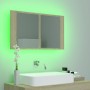 Armario espejo de baño LED acrílico roble Sonoma 80x12x45 cm de vidaXL, Tocadores de baño - Ref: Foro24-804967, Precio: 63,43...
