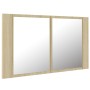 Armario espejo de baño LED acrílico roble Sonoma 80x12x45 cm de vidaXL, Tocadores de baño - Ref: Foro24-804967, Precio: 63,43...