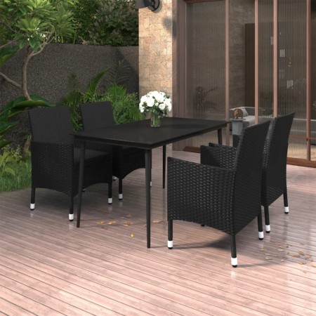 Set comedor de jardín 5 pzas y cojines ratán sintético y vidrio en Conjuntos de jardín | Comprar online en Foru.es