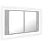 Armario espejo baño luz LED acrílico gris hormigón 80x12x45 cm de vidaXL, Tocadores de baño - Ref: Foro24-804968, Precio: 55,...