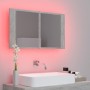 Armario espejo baño luz LED acrílico gris hormigón 80x12x45 cm de vidaXL, Tocadores de baño - Ref: Foro24-804968, Precio: 55,...