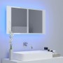 Armario espejo de baño LED acrílico blanco brillo 80x12x45 cm de vidaXL, Tocadores de baño - Ref: Foro24-804969, Precio: 68,6...