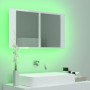 Armario espejo de baño LED acrílico blanco brillo 80x12x45 cm de vidaXL, Tocadores de baño - Ref: Foro24-804969, Precio: 68,6...