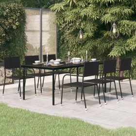 Mesa de comedor para jardín acero y vidrio negro 200x100x74 cm en Mesas de jardín | Comprar online en Foru.es
