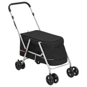 Folding dog stroller black linen fabric 100x49x96 cm by vidaXL, pet strollers - Ref: Foro24-172202, Price: 113,69 €, Discount: %