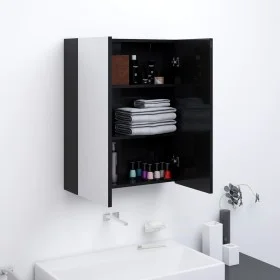 Armario de espejo de baño MDF negro brillante 60x15x75 cm de vidaXL, Tocadores de baño - Ref: Foro24-331524, Precio: 149,14 €...