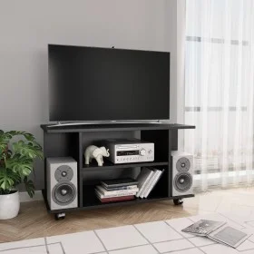 Mueble de TV con ruedas madera de ingeniería negro 80x40x45 cm de vidaXL, Muebles TV - Ref: Foro24-800190, Precio: 56,19 €, D...