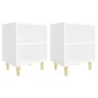 Mesitas de noche patas madera maciza blanca 2 uds 40x30x50 cm de vidaXL, Mesitas de noche - Ref: Foro24-805780, Precio: 49,67...