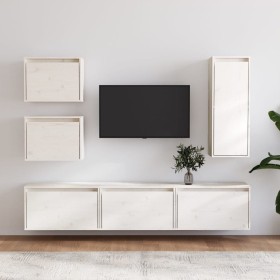 Muebles para TV 6 piezas madera maciza de pino blanco en Muebles TV | Comprar online en Foru.es