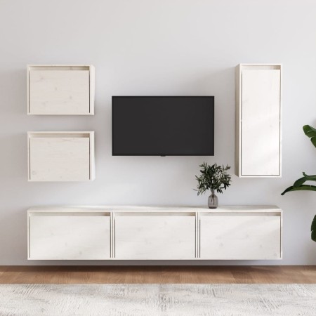 Muebles para TV 6 piezas madera maciza de pino blanco en Muebles TV | Comprar online en Foru.es