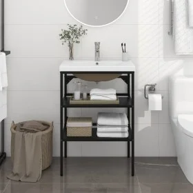 Estructura de baño con lavabo incorporado hierro negro de vidaXL, Tocadores de baño - Ref: Foro24-3101377, Precio: 177,57 €, ...
