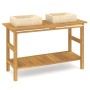 Tocador de baño madera maciza de teca con lavabos mármol crema de vidaXL, Tocadores de baño - Ref: Foro24-3096578, Precio: 46...