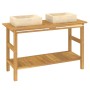 Tocador de baño madera maciza de teca con lavabos mármol crema de vidaXL, Tocadores de baño - Ref: Foro24-3096578, Precio: 46...