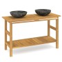 Tocador de baño madera maciza de teca con lavabos mármol negro de vidaXL, Tocadores de baño - Ref: Foro24-3096579, Precio: 41...