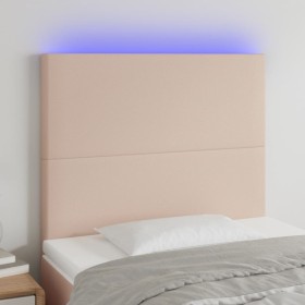 Cabecero luces LED cuero sintético capuchino 100x5x118/128cm de vidaXL, Cabeceros y pies de cama - Ref: Foro24-3122233, Preci...