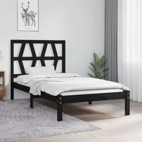 Solid black pine wood bed frame 75x190 cm by vidaXL, Beds and slatted bases - Ref: Foro24-3103962, Price: 111,49 €, Discount: %